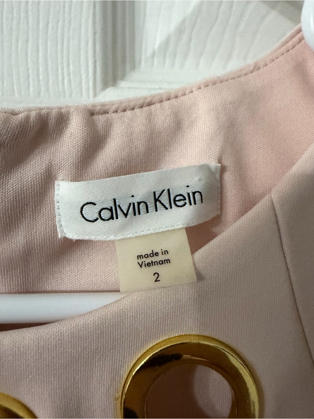 Calvin Klein Pale Pink Sheath Dress with Gold Grommets - Picture 4 of 6